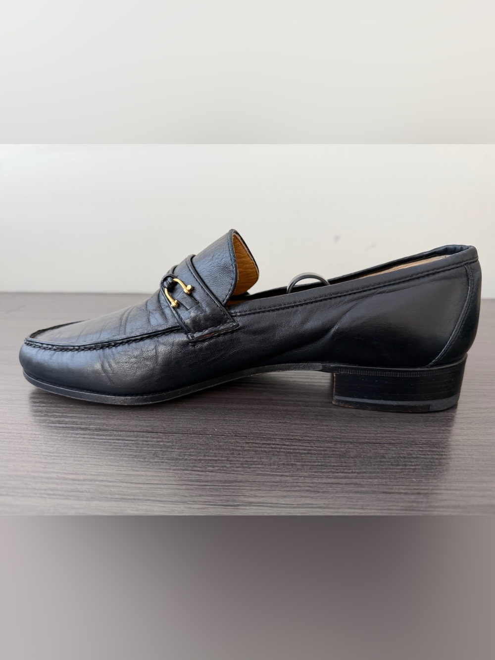 Authentic Gucci Mens Blck Leather Horsebit Loafers Made in Italy Classic Size 43 - Picture 4 of 15